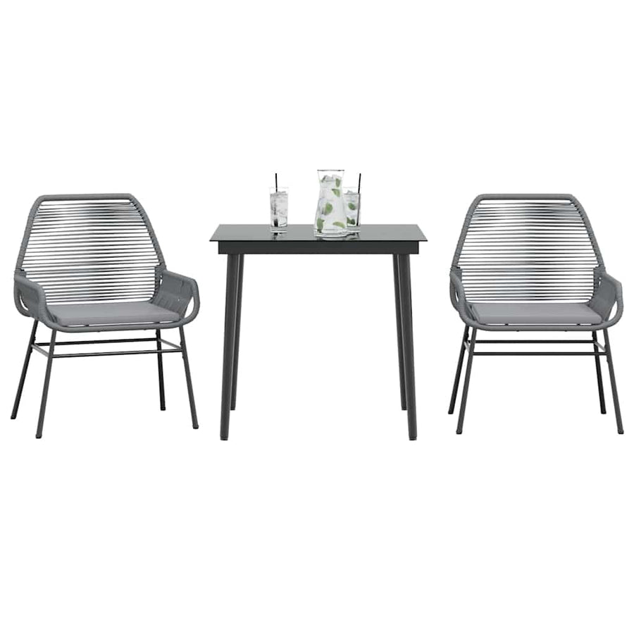 3-Delige Tuinset Met Kussens Poly Rattan Glas 2 80 x 80 x 74 cm Grijs