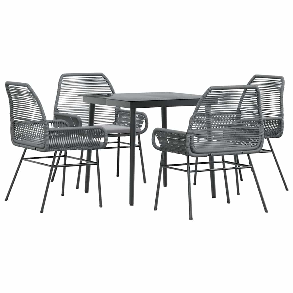 5-Delige Tuinset Met Kussens Poly Rattan Glas 4 80 x 80 x 74 cm Grijs