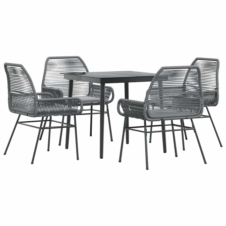 5-Delige Tuinset Met Kussens Poly Rattan Glas 4 80 x 80 x 74 cm Grijs