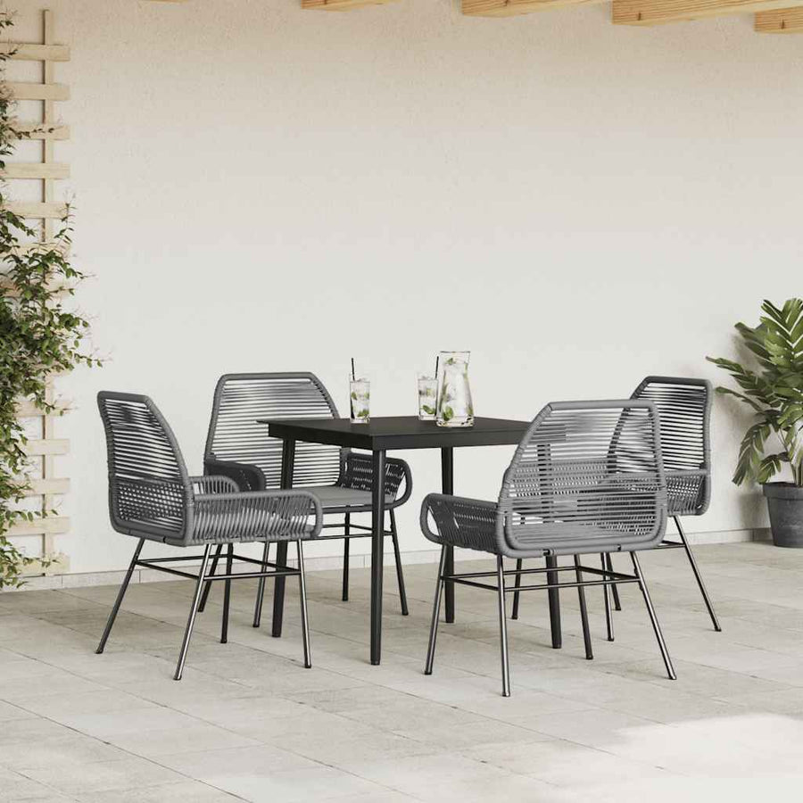 5-Delige Tuinset Met Kussens Poly Rattan Glas 4 80 x 80 x 74 cm Grijs