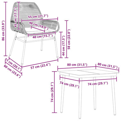 5-Delige Tuinset Met Kussens Poly Rattan Glas 4 80 x 80 x 74 cm Grijs