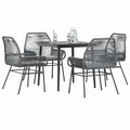5-delige Tuinset met kussens poly rattan glas grijs