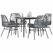 Tuinset 5-delig poly rattan grijs glas