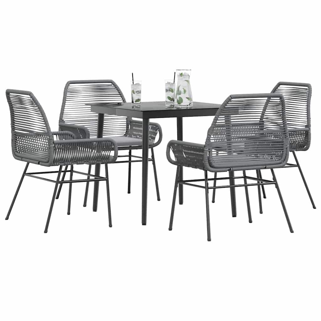 5-Delige Tuinset Met Kussens Poly Rattan Glas 4 80 x 80 x 74 cm Grijs