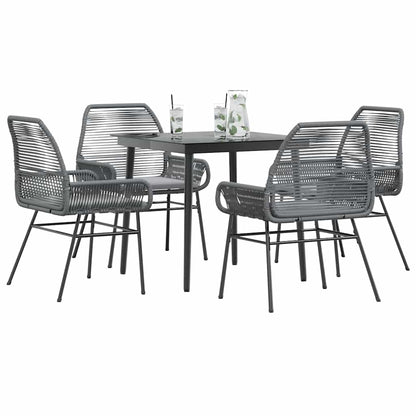 5-Delige Tuinset Met Kussens Poly Rattan Glas 4 80 x 80 x 74 cm Grijs