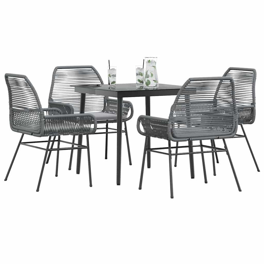 5-Delige Tuinset Met Kussens Poly Rattan Glas 4 80 x 80 x 74 cm Grijs