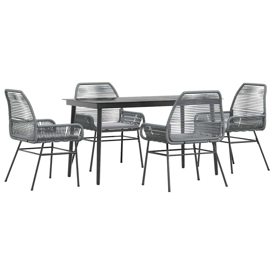 5-Delige Tuinset Met Kussens Poly Rattan Glas 4 140 x 70 x 74 cm Grijs