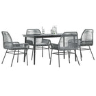 Tuinset 5-delig poly rattan grijs glas