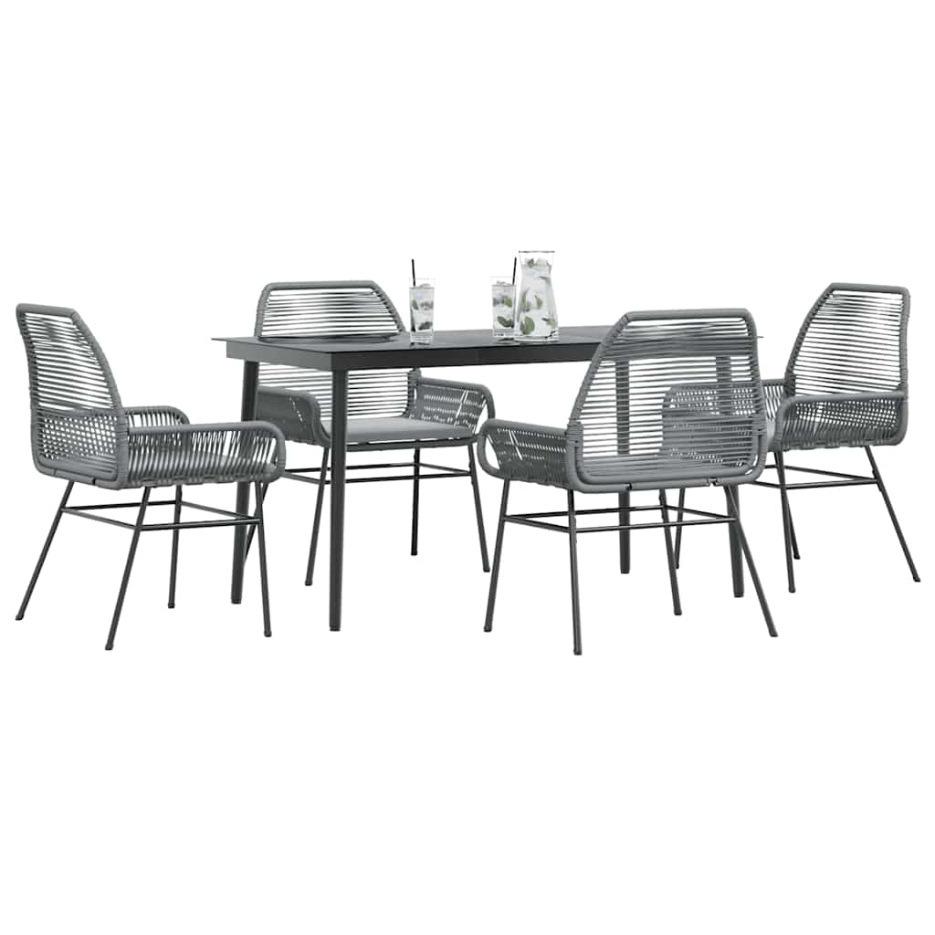5-Delige Tuinset Met Kussens Poly Rattan Glas 4 140 x 70 x 74 cm Grijs