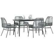 Tuinset 5-delig poly rattan grijs glas