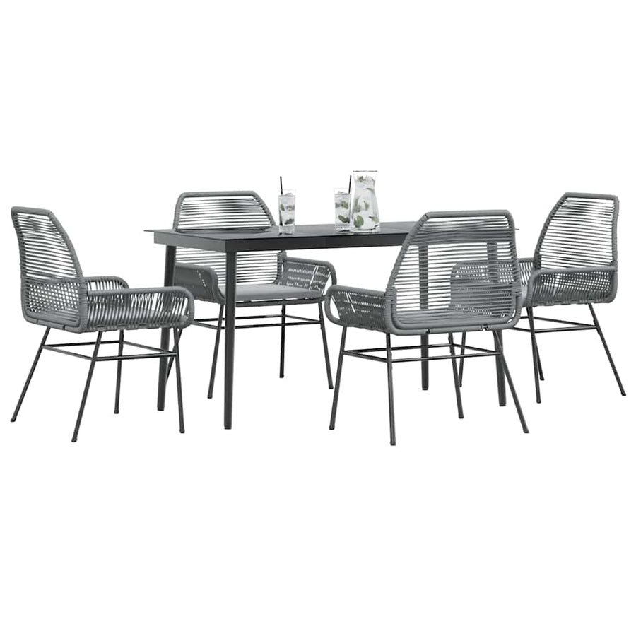 5-Delige Tuinset Met Kussens Poly Rattan Glas 4 140 x 70 x 74 cm Grijs