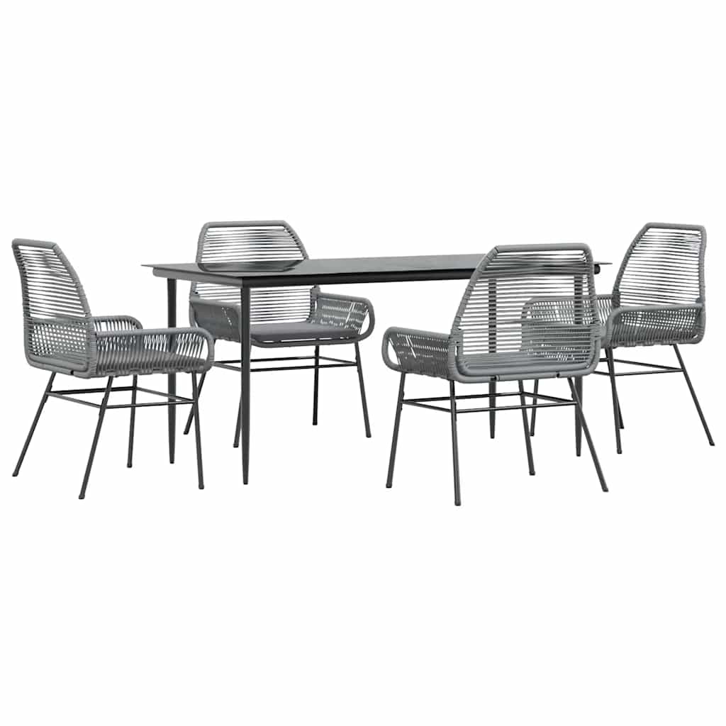 5-Delige Tuinset Met Kussens Poly Rattan Glas 4 160 x 80 x 74 cm Grijs