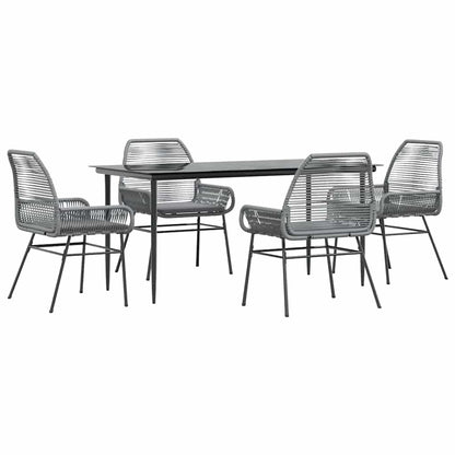 5-Delige Tuinset Met Kussens Poly Rattan Glas 4 160 x 80 x 74 cm Grijs