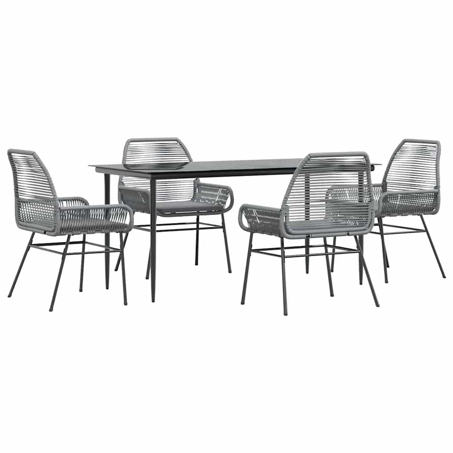 5-Delige Tuinset Met Kussens Poly Rattan Glas 4 160 x 80 x 74 cm Grijs