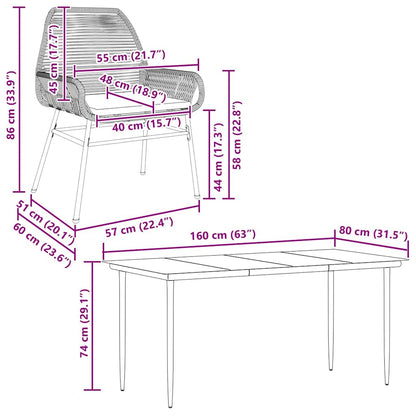 5-Delige Tuinset Met Kussens Poly Rattan Glas 4 160 x 80 x 74 cm Grijs