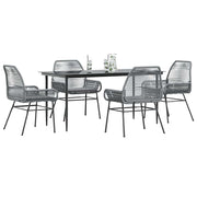5-piece Garden Furniture Set with Cushions Poly Rattan Glass Grey