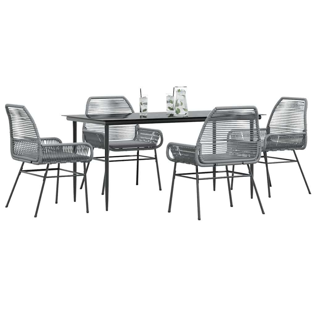 5-Delige Tuinset Met Kussens Poly Rattan Glas 4 160 x 80 x 74 cm Grijs