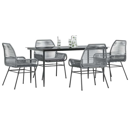 5-Delige Tuinset Met Kussens Poly Rattan Glas 4 160 x 80 x 74 cm Grijs