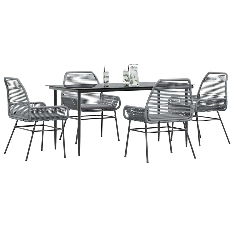 5-Delige Tuinset Met Kussens Poly Rattan Glas 4 160 x 80 x 74 cm Grijs
