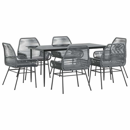 7-Delige Tuinset Met Kussens Poly Rattan Glas 6 160 x 80 x 74 cm Grijs