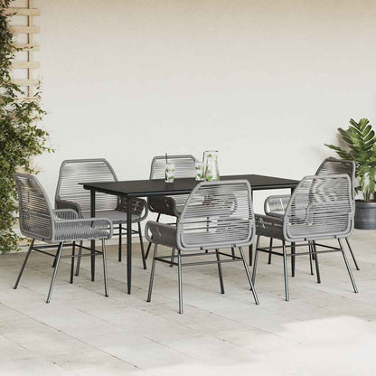 7-Delige Tuinset Met Kussens Poly Rattan Glas 6 160 x 80 x 74 cm Grijs