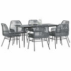 Tuinset 7-delig poly rattan grijs met kussens
