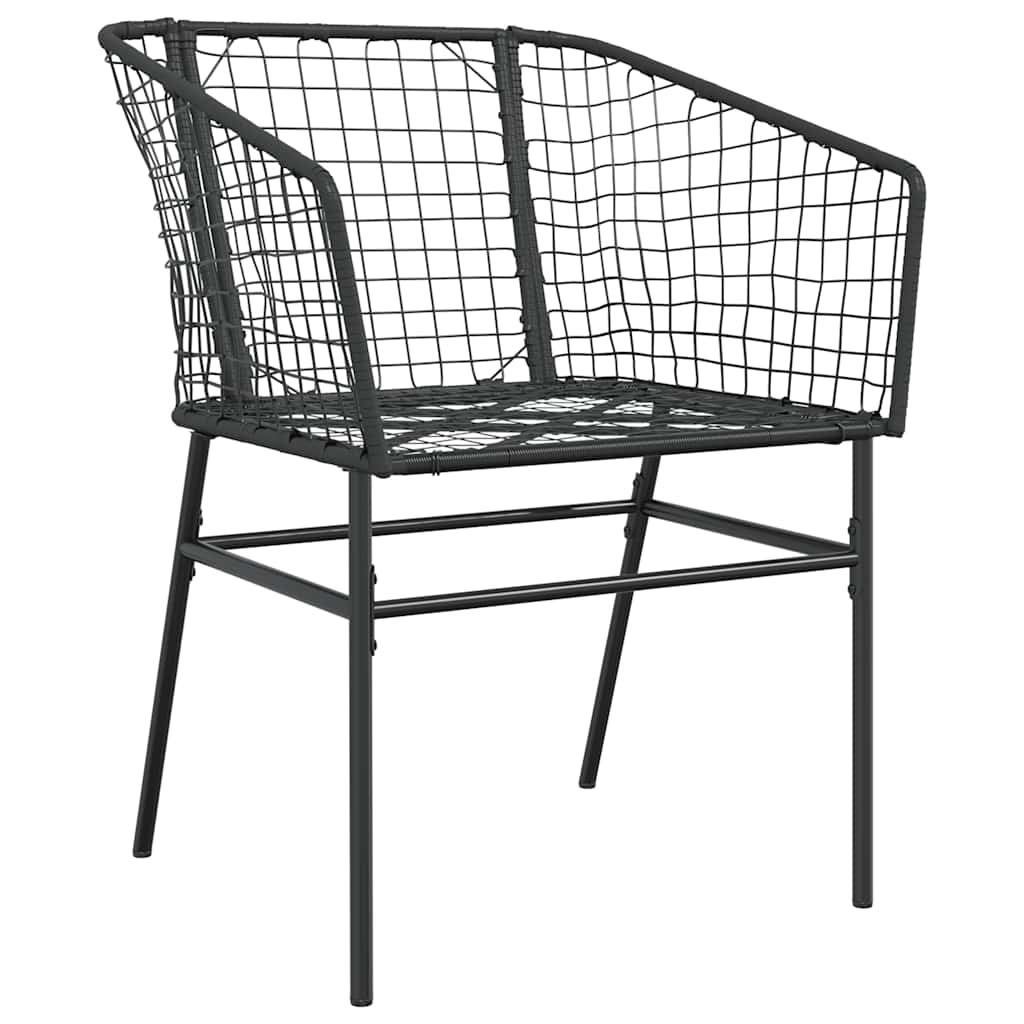 3-Delige Tuinset Poly Rattan Glas Zwart 2 80 x 80 x 74 cm Nee