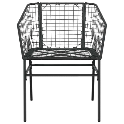 3-Delige Tuinset Poly Rattan Glas Zwart 2 80 x 80 x 74 cm Nee