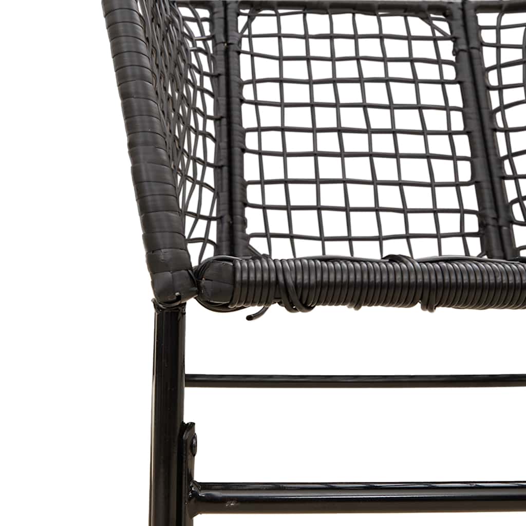 3-Delige Tuinset Poly Rattan Glas Zwart 2 80 x 80 x 74 cm Nee