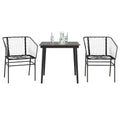 3-delige Tuinset poly rattan glas zwart