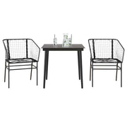Tuinset 3-delig poly rattan glas zwart 80x80x74 cm
