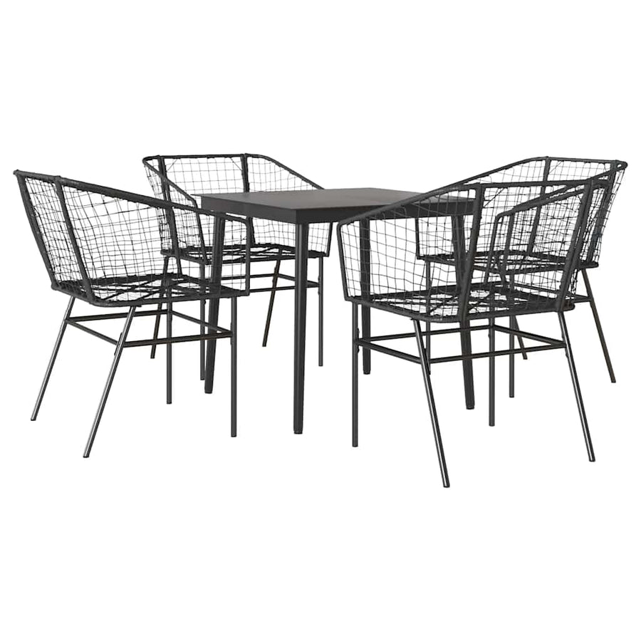 5-Delige Tuinset Poly Rattan Glas Zwart 4 80 x 80 x 74 cm Nee