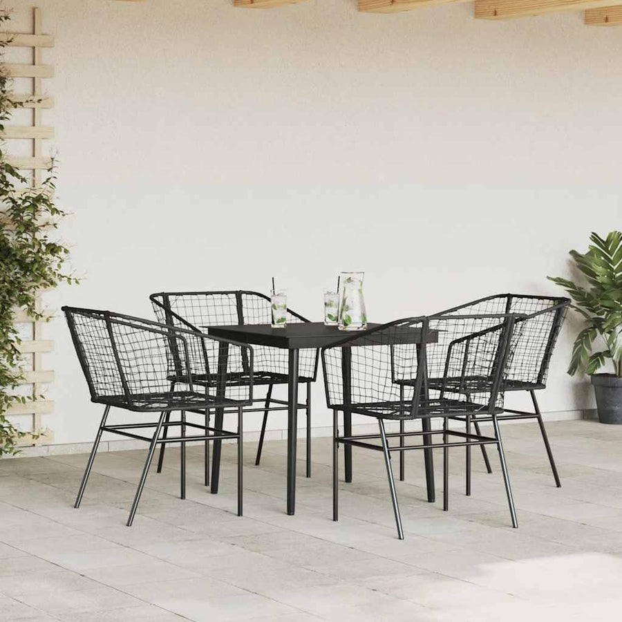5-Delige Tuinset Poly Rattan Glas Zwart 4 80 x 80 x 74 cm Nee