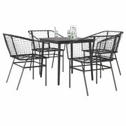 Tuinset 5-delig poly rattan zwart