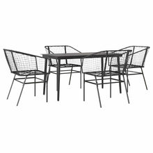 5-delige Tuinset poly rattan glas zwart
