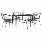 Tuinset 5-delig poly rattan glas zwart
