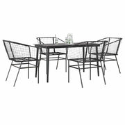 Tuinset 5-delig poly rattan glas zwart