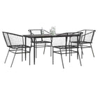 Tuinset poly rattan 5-delig zwart glas