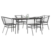 Tuinset poly rattan 5-delig zwart glas