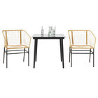 3-piece Poly Rattan Glass Garden Set Brown