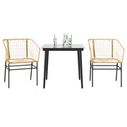 Tuinset 3-delig poly rattan bruin glas