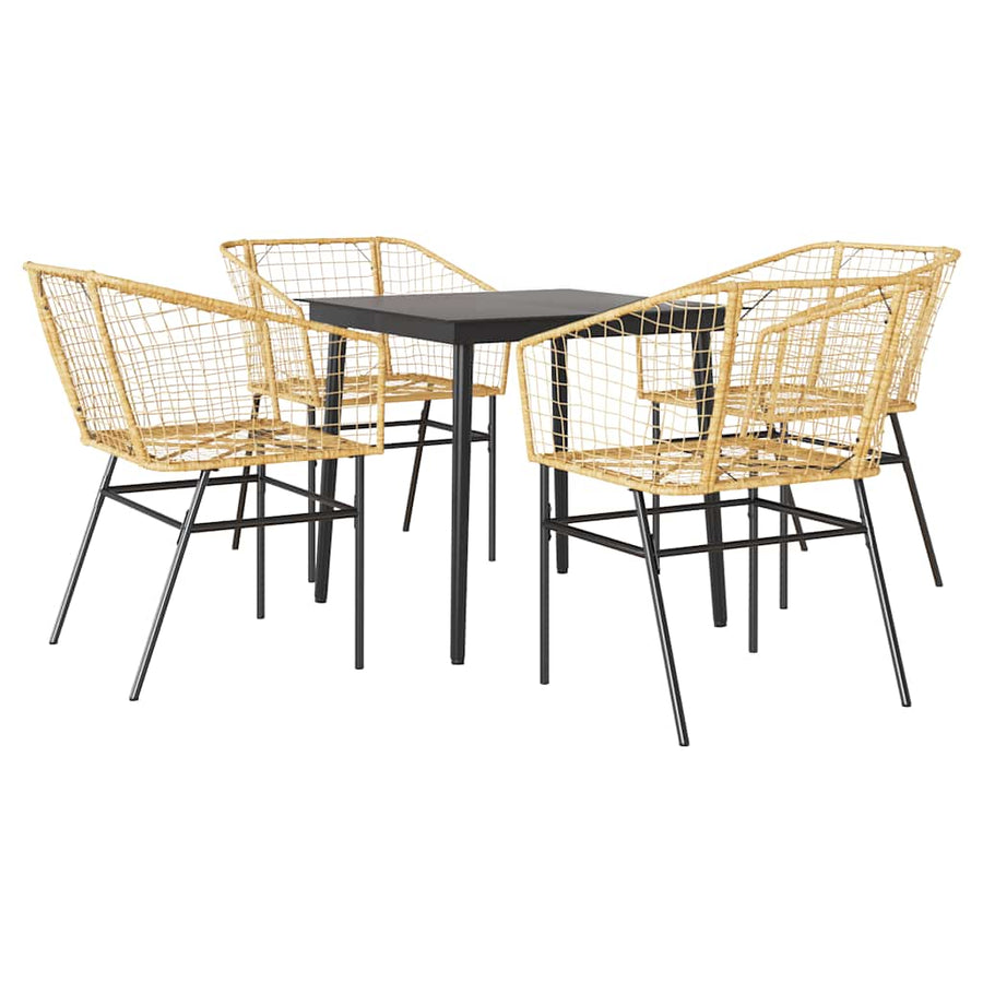 5-Delige Tuinset Poly Rattan Glas Bruin 4 80 x 80 x 74 cm Nee