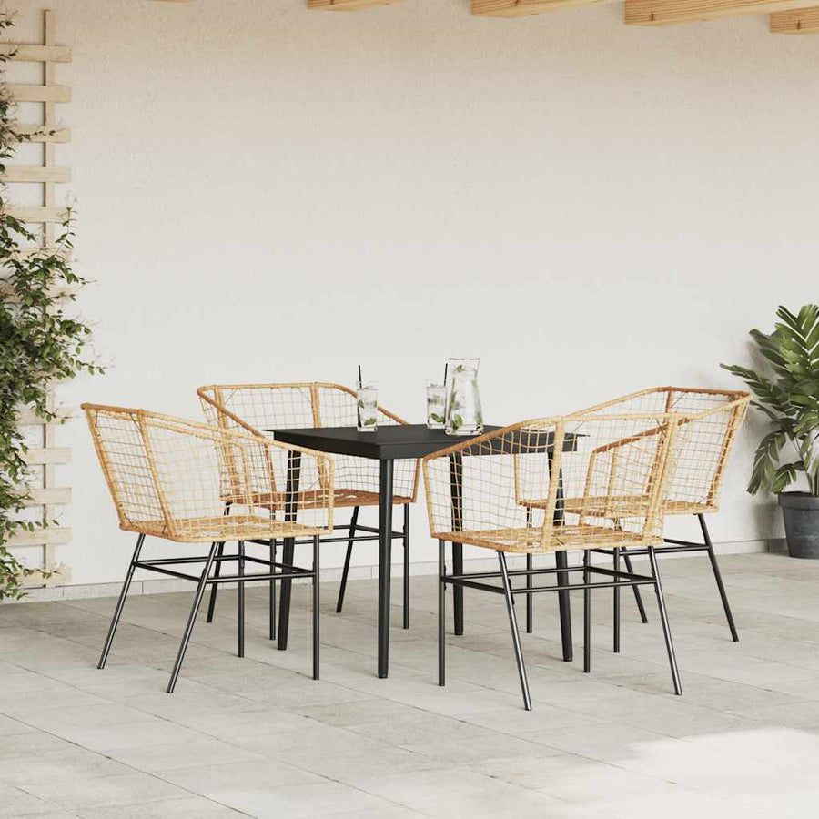 5-Delige Tuinset Poly Rattan Glas Bruin 4 80 x 80 x 74 cm Nee