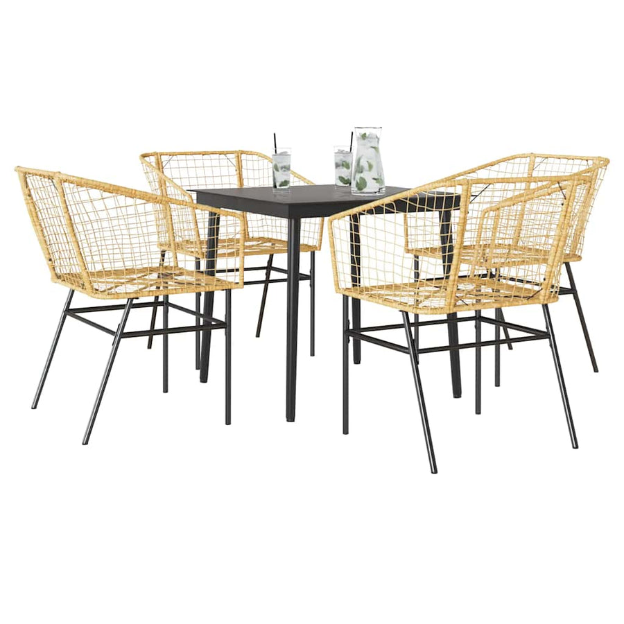 5-Delige Tuinset Poly Rattan Glas Bruin 4 80 x 80 x 74 cm Nee