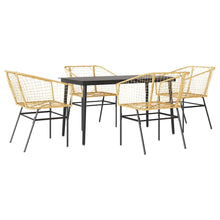 5-delige Tuinset poly rattan glas bruin