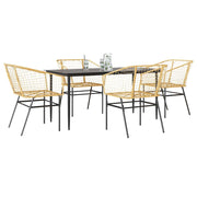 Tuinset 5-delig poly rattan bruin glas