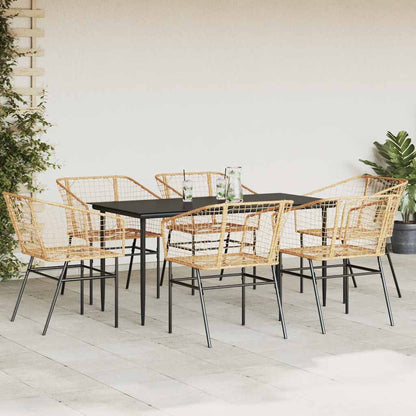 7-delige Tuinset poly rattan glas bruin