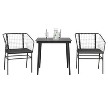 3-Delige Tuinset Met Kussens Poly Rattan Glas Zwart 2 80 x 80 x 74 cm Ja