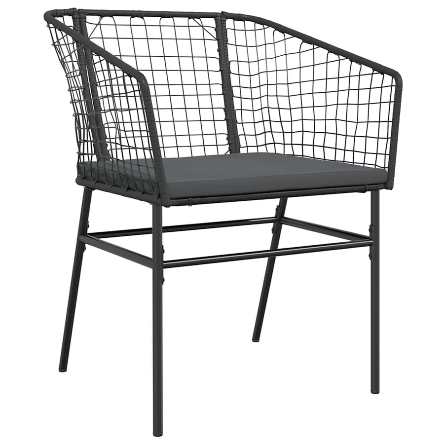 3-Delige Tuinset Met Kussens Poly Rattan Glas Zwart 2 80 x 80 x 74 cm Ja