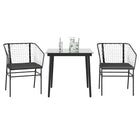 Tuinset 3-delig poly rattan zwart met kussens